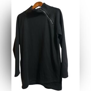 Athleta Cozy Karma Asym Sweatshirt Dress Black Size Large